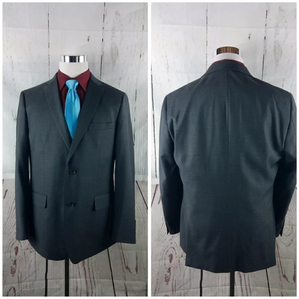 Mantoni Super Fine 44R Wool 2 Button Gray Suit Blazer Jacket